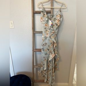 Y&I Floral Ruffle Wrap Maxi Dress